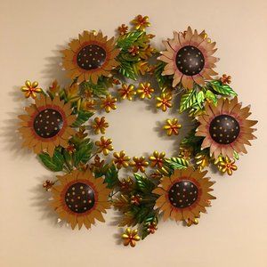 Autumn Sunflower Metal Wreath